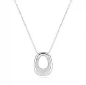Collier rh.sølv Borsa Pianura 16x13mm åpent anheng, firk. m/runde kanter/zirc 45cm justerbar lenke