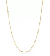 Collier fg.sølv Sfere tynn ankerlenke m/små kuler fast på kjedet 38+5cm