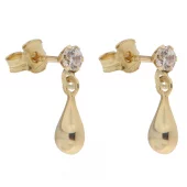 Øreheng 9K gull 3mm cz m/7mm glatt dråpe i heng - Caia
