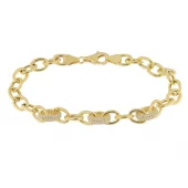 Armlenke fg.sølv 4mm O-chain med blanke zirconer i noen ledd 19cm