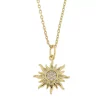 Collier fg.sølv 15mm sol m/bølgede stråler + cz. i midten 42+5cm - Caia