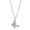 Collier rh.sølv 10mm sommerfugl på skrå m/blanke cz i ene vingen 42+5cm - Caia