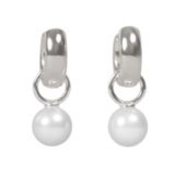Ørering "sølv" Largo 11ø m/7mm hvit perle i heng