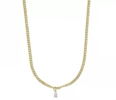 Collier "gull" Largo 3mm panzerkjede m/navetteformet heng av 2 stener 41+5cm