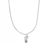 Collier "sølv" Minna 1,5mm panzerkjede m/blad-anheng 41+2+4cm