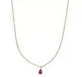Collier "gull" Trinity 6mm cerise dråpeanheng 41+3+4cm