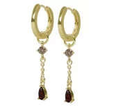 Ørering "gull" Trinity 15ø m/16mm langt heng, champagne mix dråpestener