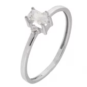 Ring rh.sølv 5x3mm rektangulær c.zircon m/liten cz. på hver side