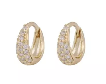 Ørering "gull" Essential Honey 10/7ø chunky glatt bredere nede m/blanke zirconer