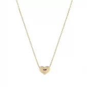 Collier 9K gull 6x8mm boblehjerte tredd på tynn ankerlenke 38+5cm - Caia