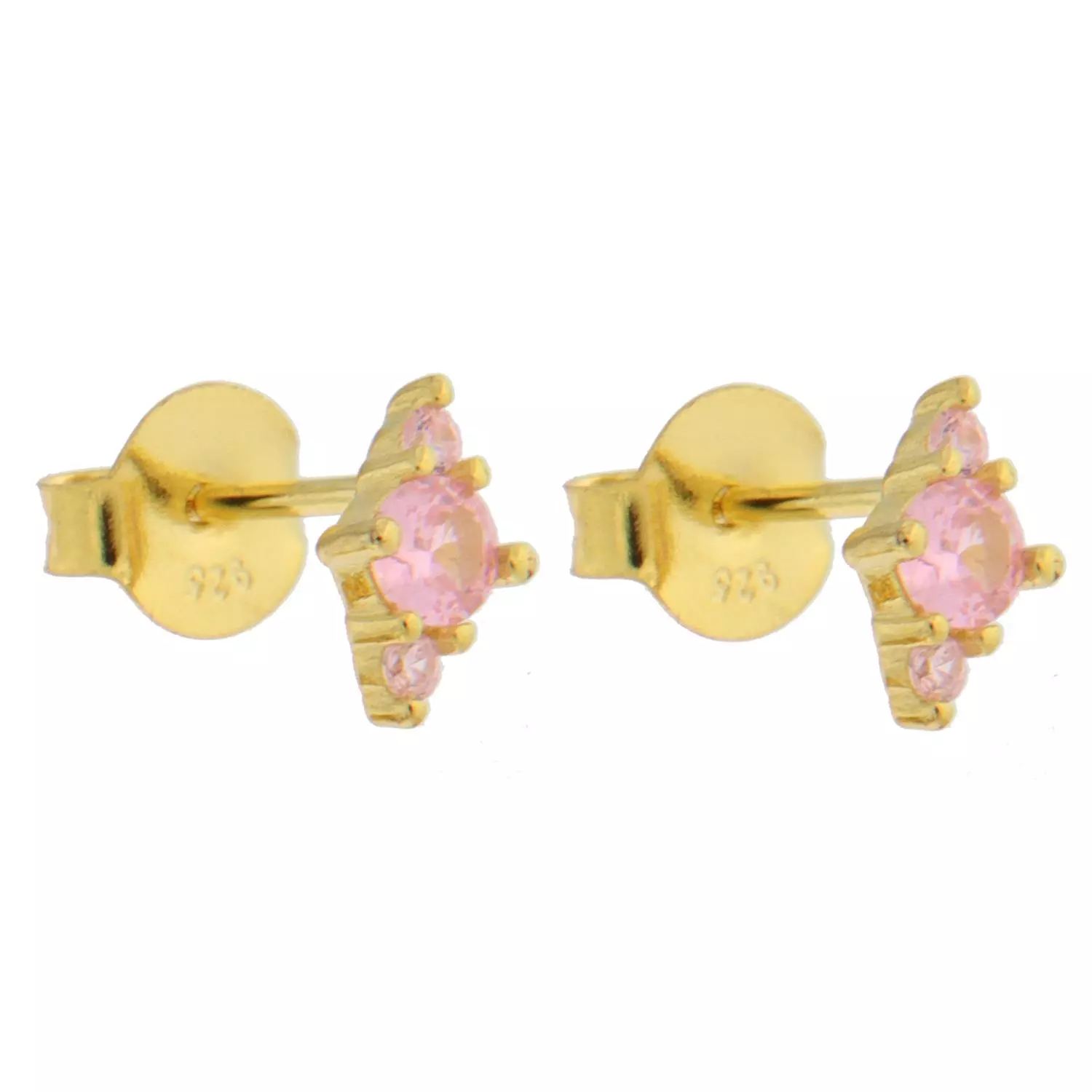 Ørepynt fg.sølv 8x4mm m/ c.zirconer - 1 stor + 2 små (lys rosa eller blank)