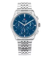 Tommy Hilfiger stål mellomblå skive 38mm herre 3 BAR multifunksjon
