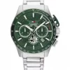 Tommy Hilfiger stål 44mm grønn skive+bezel herre 5 BAR chronograph