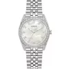 Klokke Guess stål m/stener rundt bezel og som tall, perlemorsskive