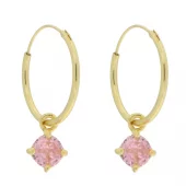 Ørering fg.sølv 16ø m/ lys rosa zircon i heng - Caia