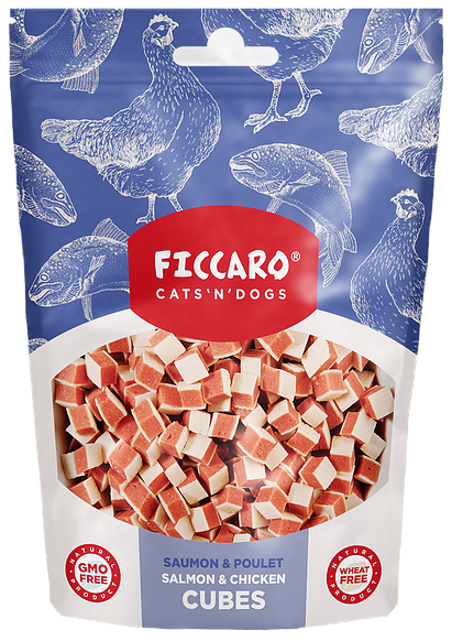 FICCARO - Myke Terninger av Laks & Kylling 100g (10)