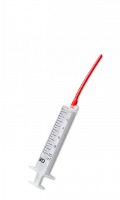 Håndoppmatnings sprøyte 10ml med rød, myk sonde