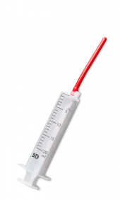 Håndoppmatnings sprøyte 20ml med rød, myk sonde