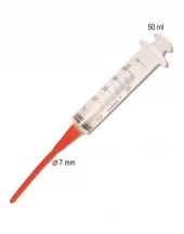 Håndoppmatnings sprøyte 50ml med rød, myk sonde
