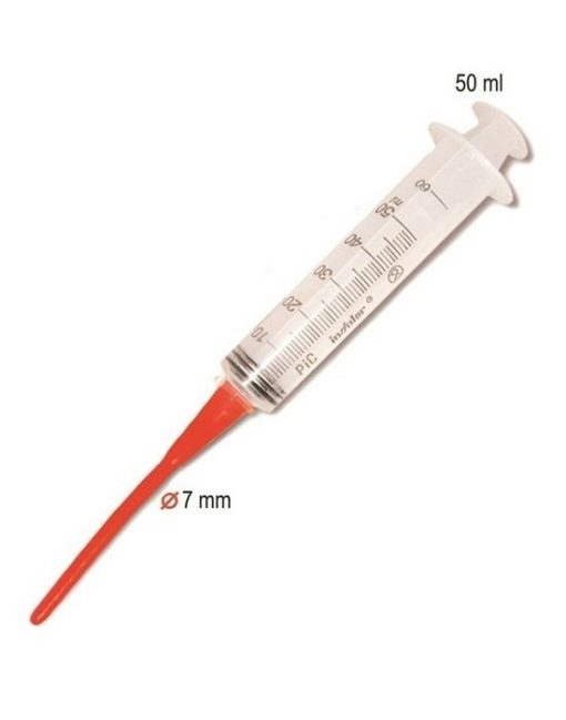 Håndoppmatnings sprøyte 50ml med rød, myk sonde