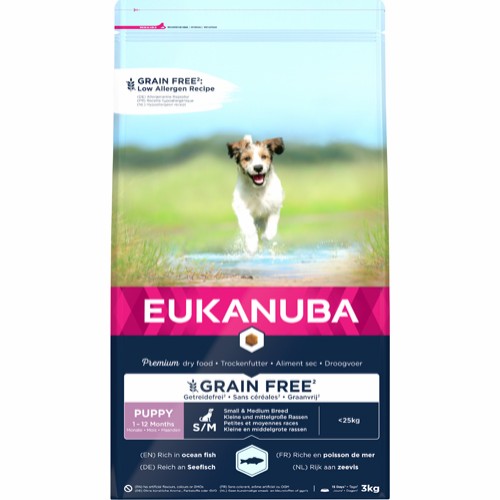 Euk Puppy & Junior S/M Grainfree Ocean Fish 3KG