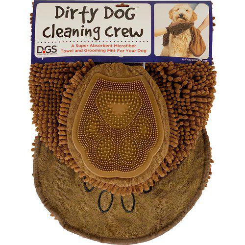 DGS DIRTY DOG CLEANING CREW BRUN HANDSKE + HANDDUK
