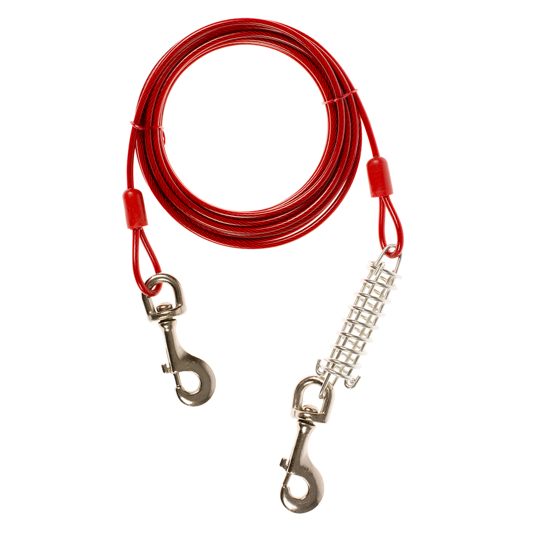 Tie out cable with spring heavy duty red 6m (3)