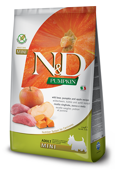 N&D PUMPKIN DOG WILD BOAR & APPLE ADULT MINI 2,5 KG