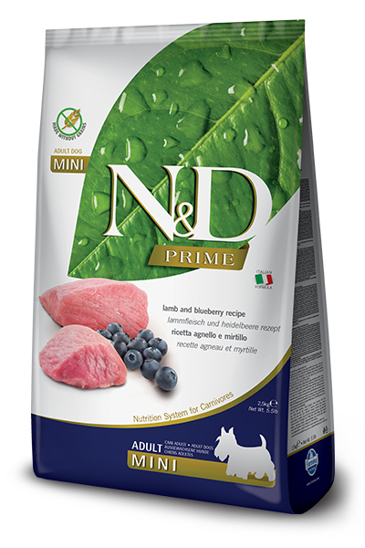 N&D PRIME DOG LAMB & BLUEBERRY ADULT MINI 2,5 KG