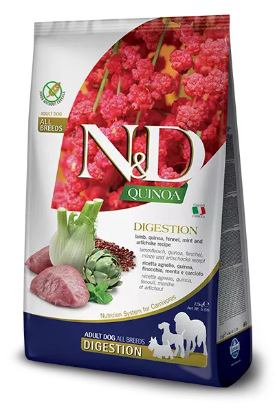 N&D QUINOA DOG DIGESTION, LAMB & FENNEL ADULT ALL BREEDS 2,5 KG