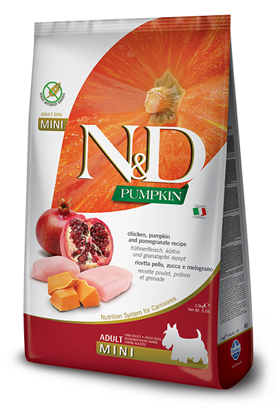 N&D PUMPKIN DOG CHICKEN & POMEGRANATE ADULT MINI 2,5 KG