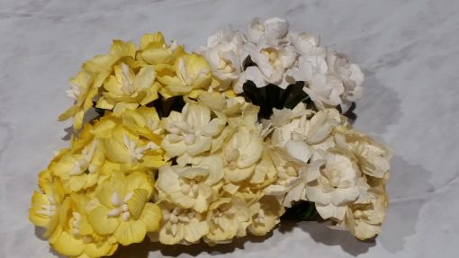 Wild Orchid Crafts Mulberry Paper Flowers- Apple blossoms - Yellow mix