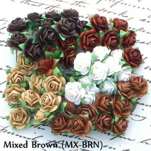 Mixed Brown  MULBERRY PAPER OPEN ROSES