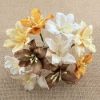 50 MIXED BROWN YELLOW MULBERRY PAPER LILY FLOWERS