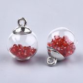 Glasskuler sølv med røde microperler