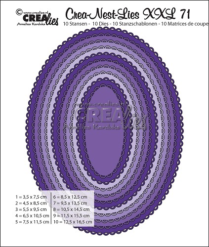 Crealies - Ovals with open scallop - Crea-Nest-Lies XXL dies no. 71