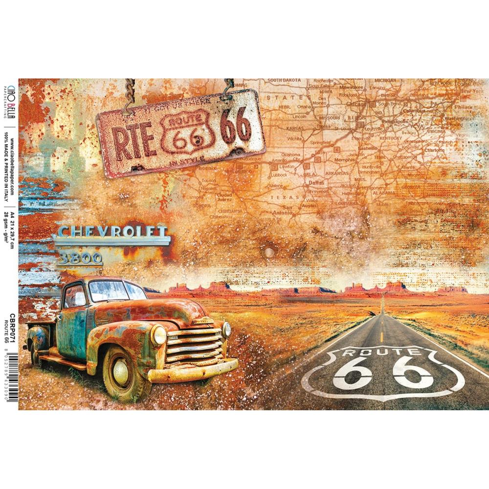 Route 66, Collateral Rust - Ciao Bella Rice Paper Sheet A4