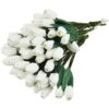 Wild orchids craft - 50 WHITE MULBERRY PAPER TULIP FLOWERS WITH LEAF STEMS