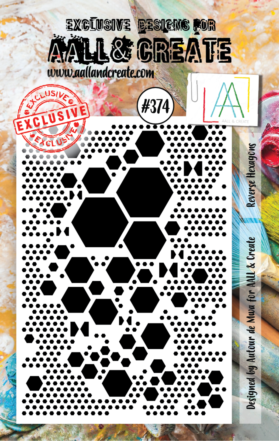 AAll&Create - Reverse Hexagons - #374- A7 STAMP -