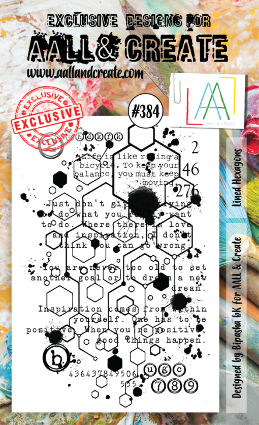 Aall&Create - #384- A6 STAMP - Lined Hexagons