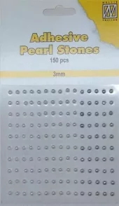 Nellie‘s Choice Adhesive pearls 3mm White - Ivory - Silver APS307
