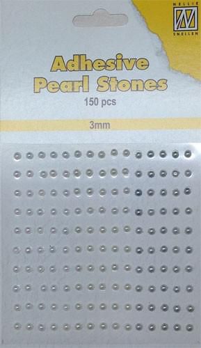 Nellie‘s Choice Adhesive pearls 3mm White - Ivory - Silver APS307