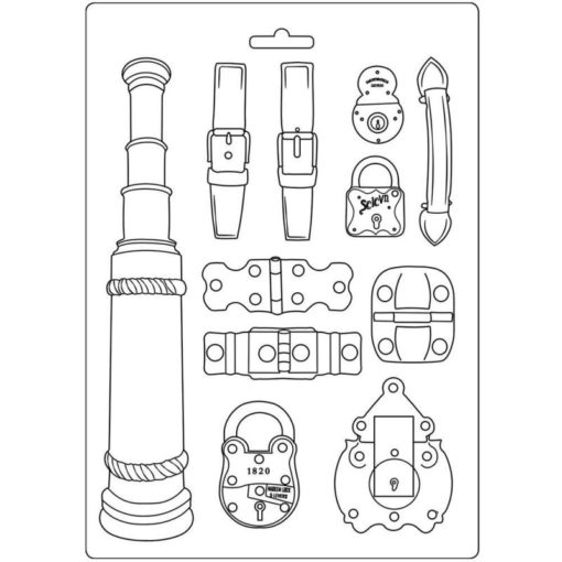 Stamperia - Soft Mould A4 Lady Vagabond belts and fasteners