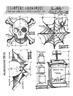 Tim Holtz Collection - Halloween Blueprint - Stamps