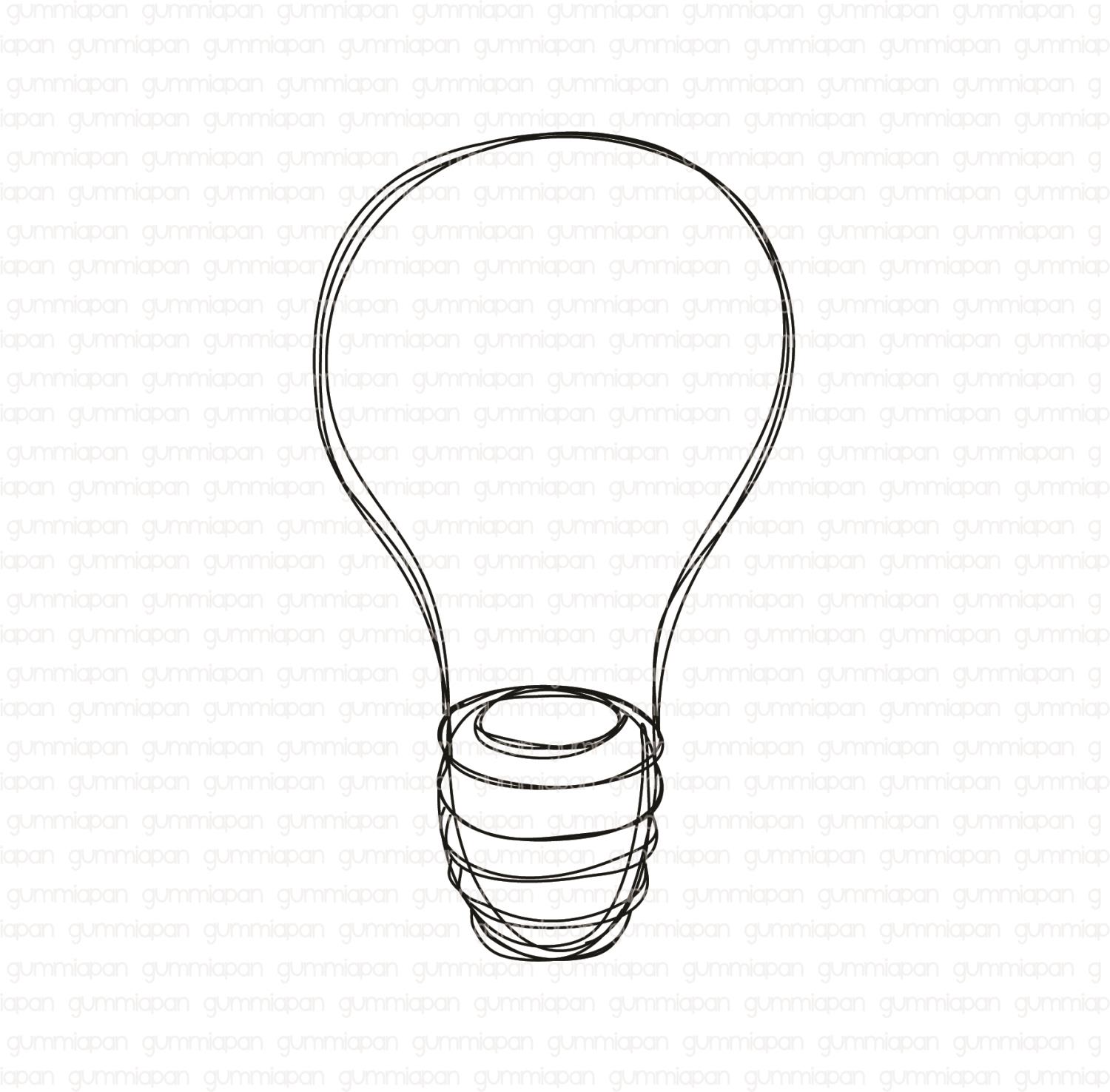 Gummiapan - Stor doodlad Glødlampa-  umontert GummiStempel og Dies
