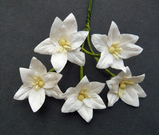 Wild orchids craft -50 WHITE MULBERRY PAPER LILY FLOWERS