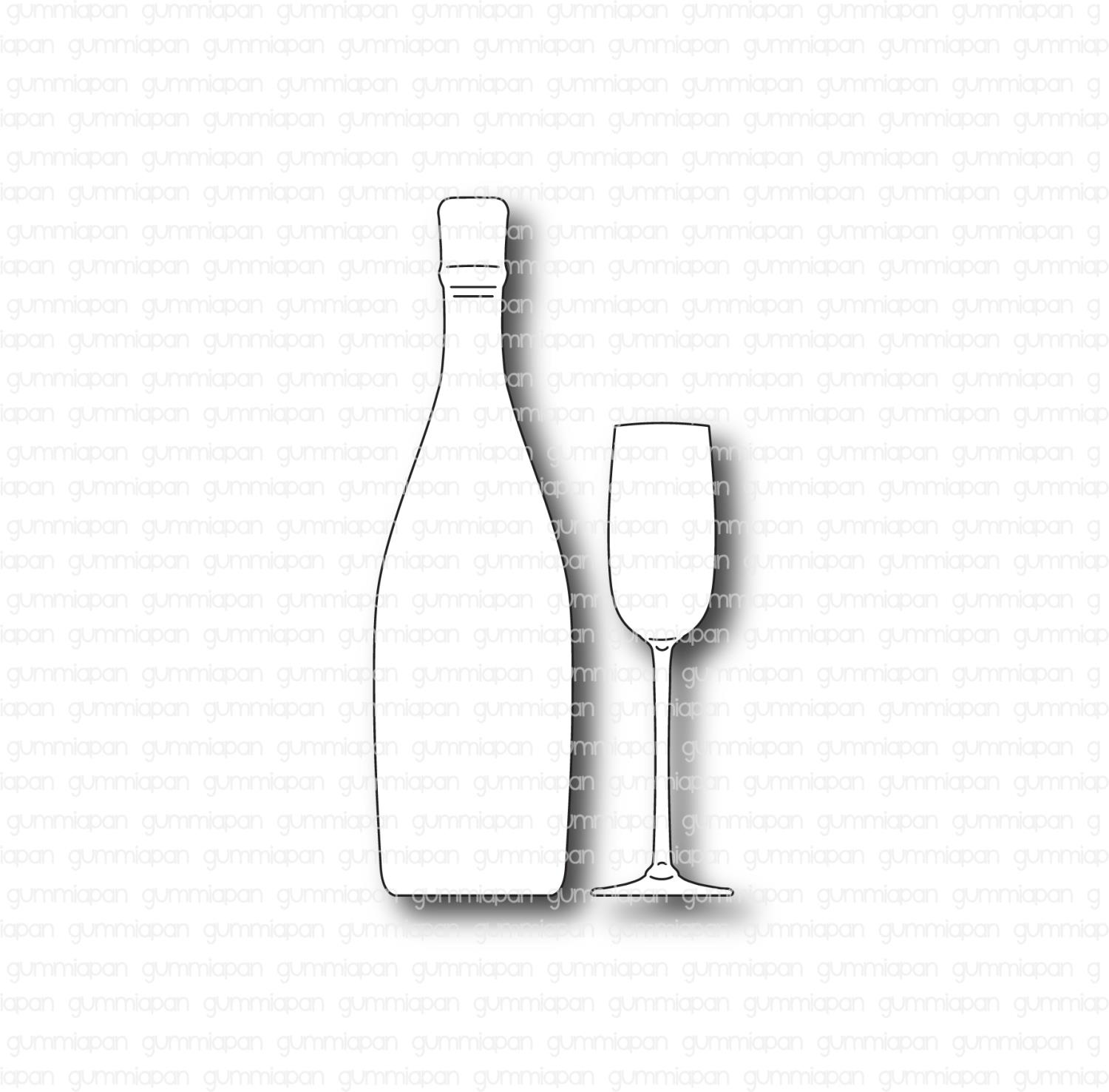 Gummiapan - Champagneflaska med glas -Dies