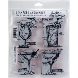 Tim Holtz - Coctails Blueprint-  CMS 335 - Cling Stamps 7"X8.5"