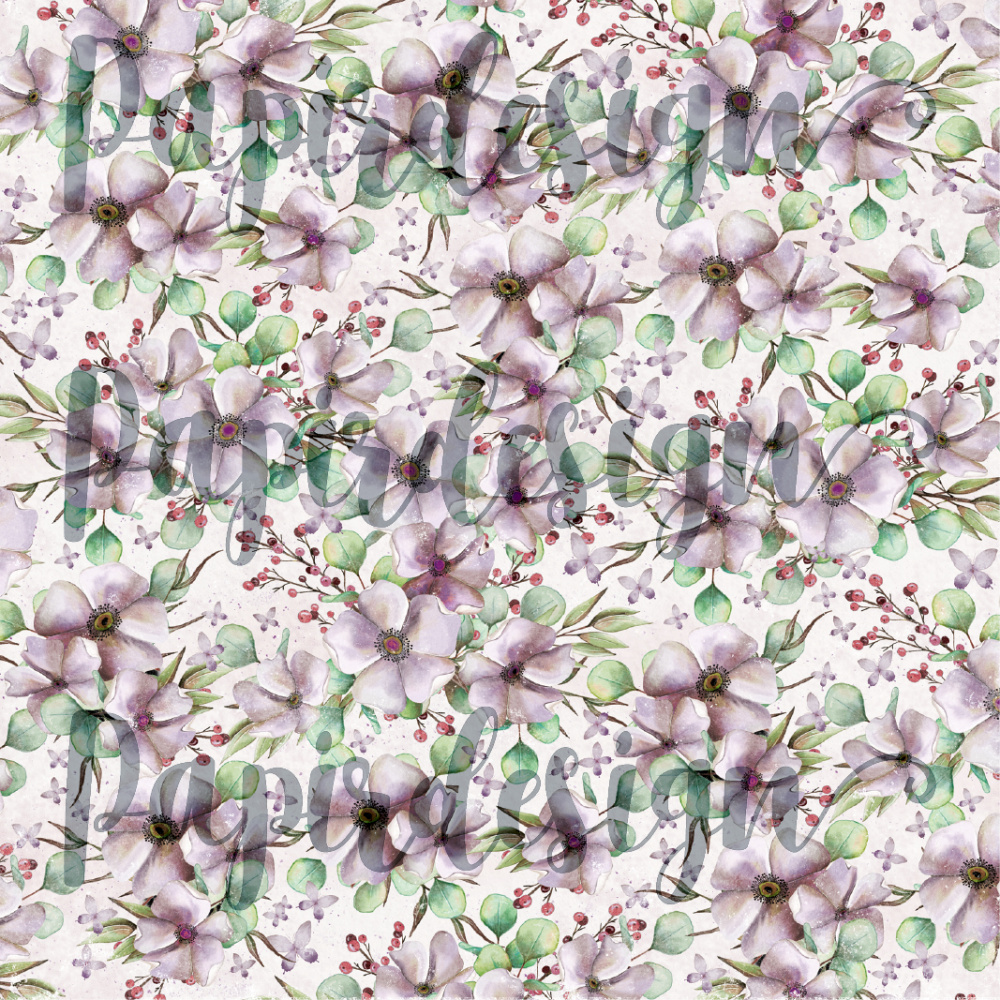 Papirdesign - 12 X 12 -  vårtegn - blomsterfryd lilla