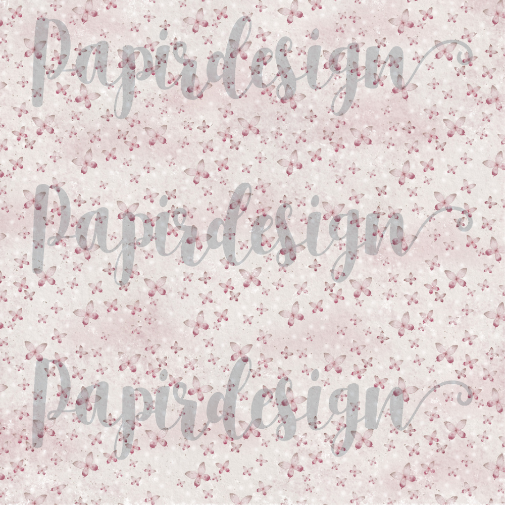 Papirdesign - 12 X 12 -  vårtegn - sommerfugl, rosa